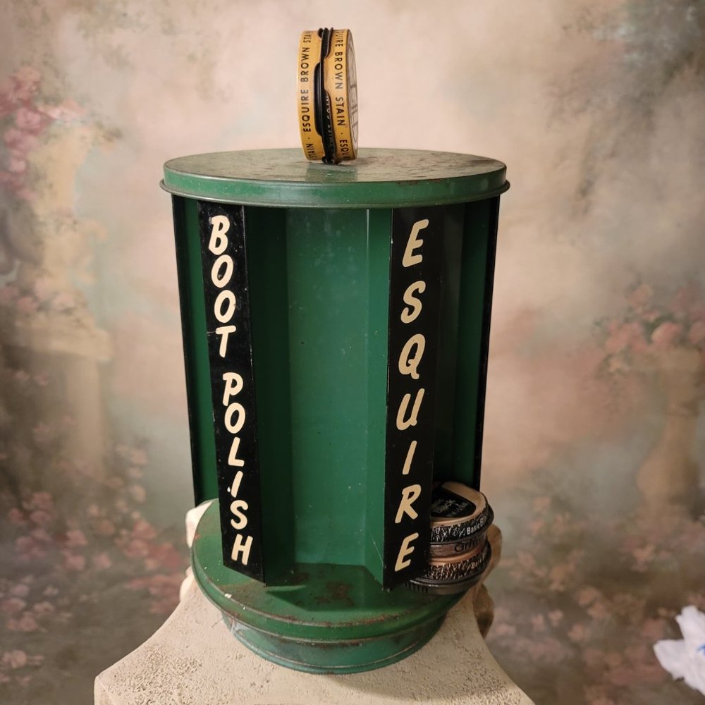 Esquire Boot Shoe Polish Antique Store Metal Rotating Display Rare 6 Shoe Polish - Picture 9 of 12